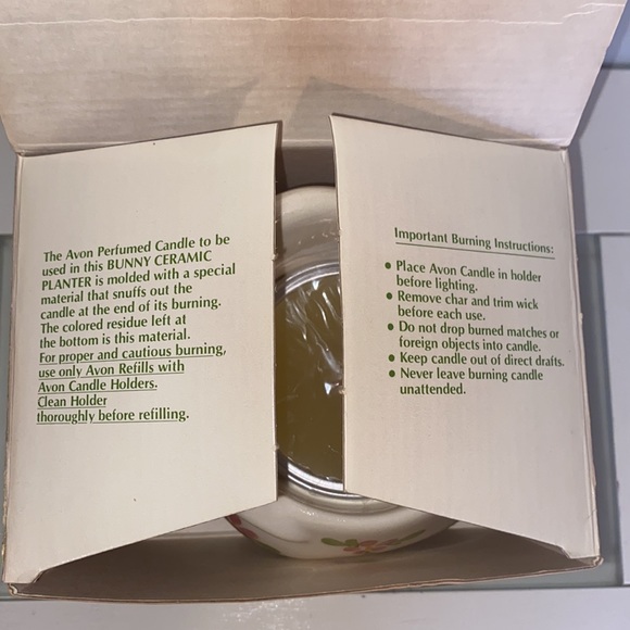 Vintage Avon Hand Painted Floral Glazed Ceramic Bunny Planter/Candle Holder-NIB - Picture 13 of 13